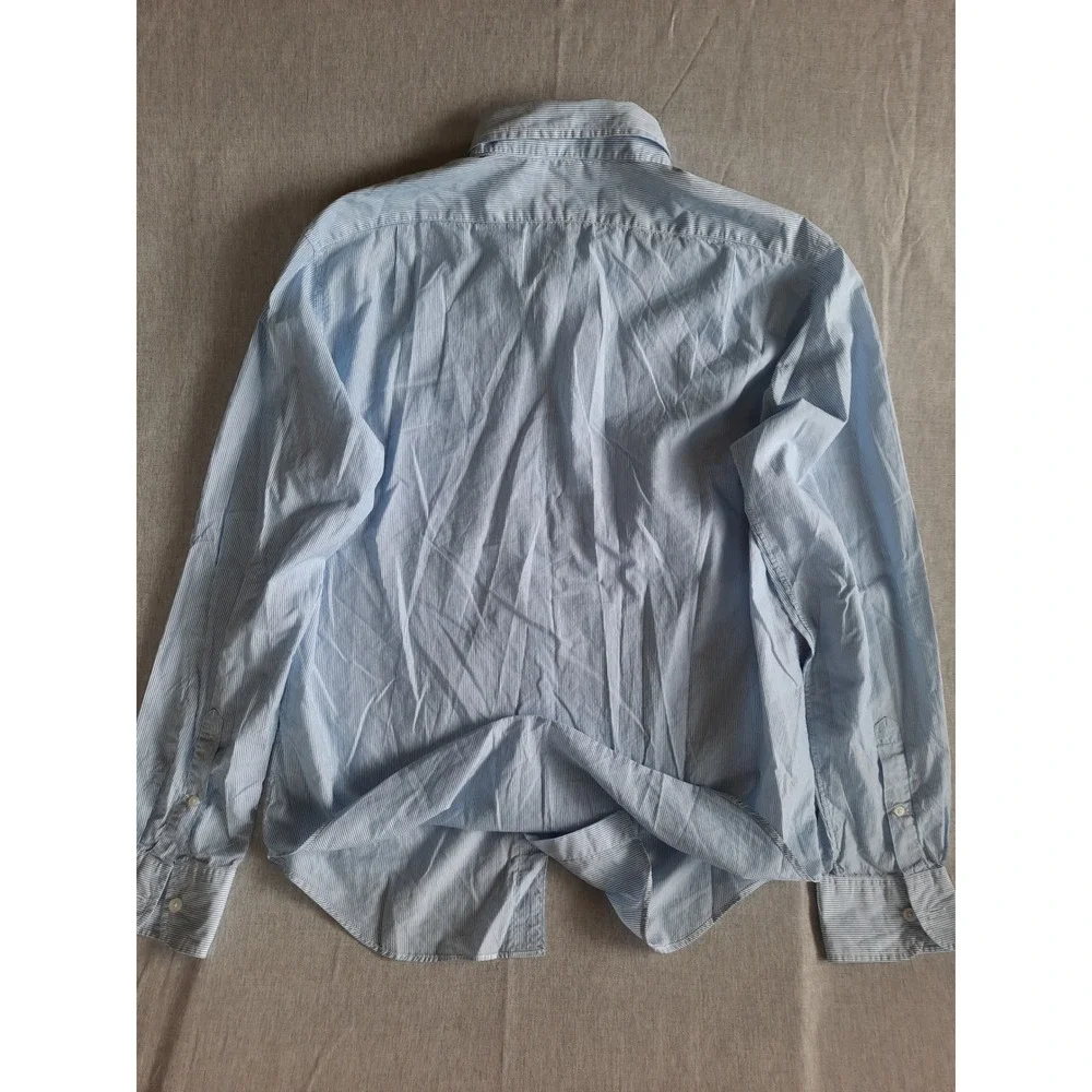 J.Crew Light Weight Shirt Mens Large Slim Fit Striped Blue Long Sleeve Cotton